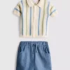 0–12 Monate | Set aus gestreiftem Strick-Poloshirt und Shorts 0–12 Monate | Set aus gestreiftem Strick-Poloshirt und Shorts
