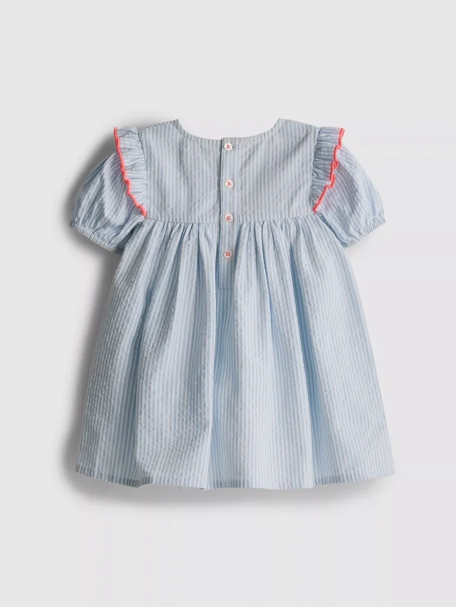0–18 Monate | Gestreiftes Seersucker-Kleid für Neugeborene 0–18 Monate | Gestreiftes Seersucker-Kleid für Neugeborene