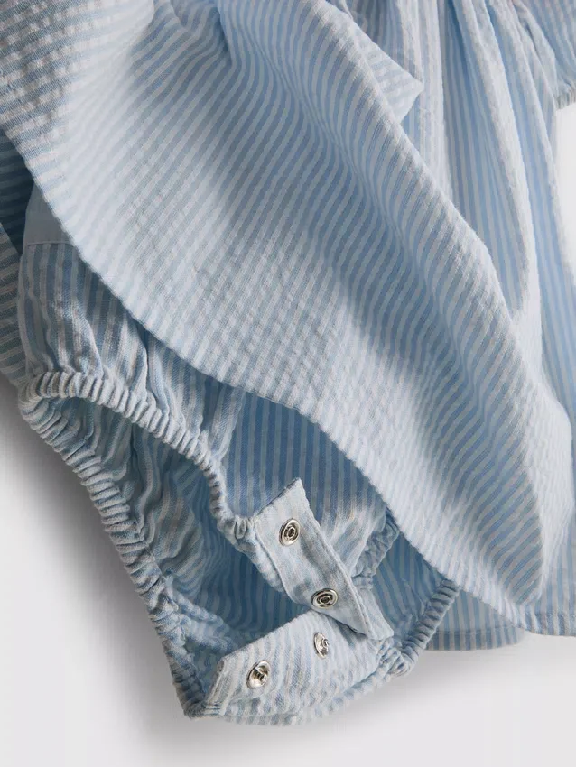 0–18 Monate | Gestreiftes Seersucker-Kleid für Neugeborene 0–18 Monate | Gestreiftes Seersucker-Kleid für Neugeborene