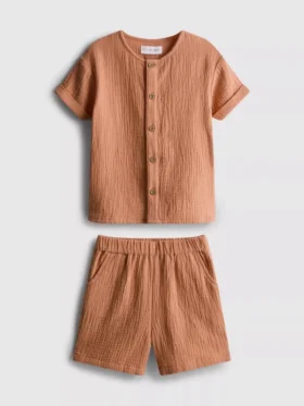 0–24 Monate | Set aus Hemd und Shorts aus Mull