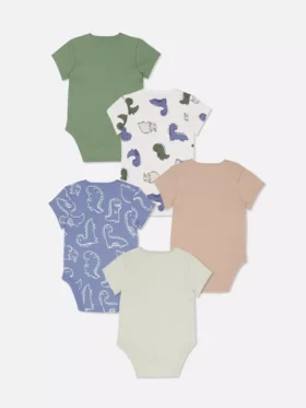 0–36 Monate | 5er-Pack Kurzarm-Bodys mit Dinosaurier-Motiv