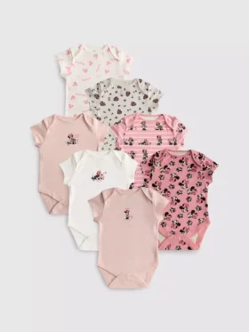 0–36 Monate | 7er-Pack Disney-Minnie-Mouse-Shorts mit kurzen Ärmeln