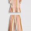0–36 Monate | Set aus gestreiftem Oberteil mit Rüschen und Hose 0–36 Monate | Set aus gestreiftem Oberteil mit Rüschen und Hose