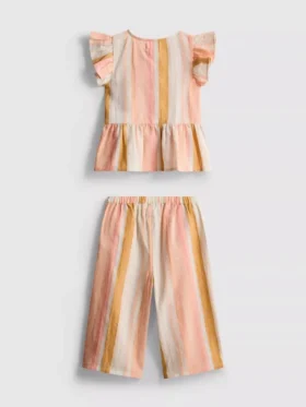 0–36 Monate | Set aus gestreiftem Oberteil mit Rüschen und Hose