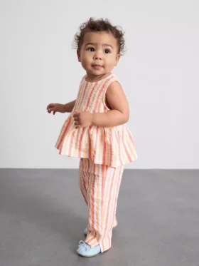 0–36 Monate | Set aus gestreiftem Peplum-Oberteil und Hose