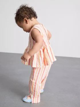 0–36 Monate | Set aus gestreiftem Peplum-Oberteil und Hose