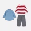 0–36 Monate | Set aus Langarm-T-Shirt, Hose und Jeanshemd 0–36 Monate | Set aus Langarm-T-Shirt, Hose und Jeanshemd