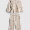 0–36 Monate | Set aus langärmeligem Oberteil und Hose mit Blumenmuster aus Crinkle-Stoff 0–36 Monate | Set aus langärmeligem Oberteil und Hose mit Blumenmuster aus Crinkle-Stoff