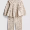0–36 Monate | Set aus langärmeligem Oberteil und Hose mit Blumenmuster aus Crinkle-Stoff 0–36 Monate | Set aus langärmeligem Oberteil und Hose mit Blumenmuster aus Crinkle-Stoff
