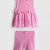 0–36 Monate | Set aus ärmellosem Oberteil mit Ösen und Shorts 0–36 Monate | Set aus ärmellosem Oberteil mit Ösen und Shorts