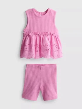 0–36 Monate | Set aus ärmellosem Oberteil mit Ösen und Shorts
