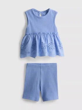 0–36 Monate | Set aus ärmellosem Oberteil mit Ösen und Shorts