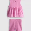0–36 Monate | Set aus ärmellosem Oberteil mit Ösen und Shorts 0–36 Monate | Set aus ärmellosem Oberteil mit Ösen und Shorts
