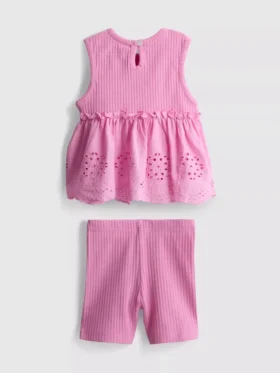0–36 Monate | Set aus ärmellosem Oberteil mit Ösen und Shorts