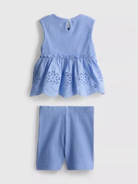 0–36 Monate | Set aus ärmellosem Oberteil mit Ösen und Shorts