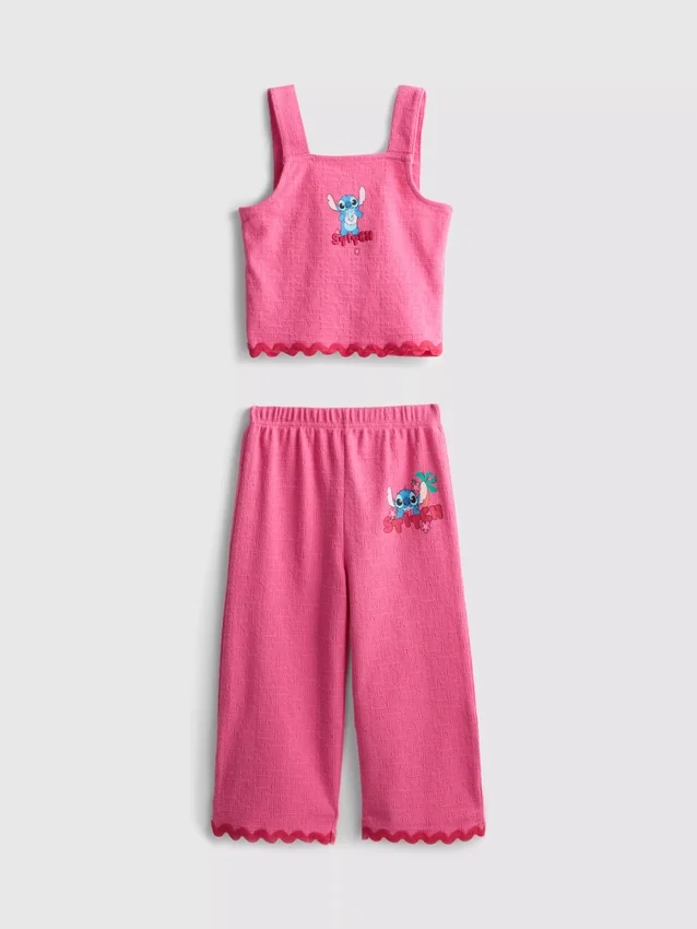 1,5–8 Jahre | Disney-Set aus Oberteil und Hose mit Stitch-Motiv und Zackenlitze 1,5–8 Jahre | Disney-Set aus Oberteil und Hose mit Stitch-Motiv und Zackenlitze
