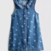 1,5–8 Jahre | Ärmelloses Jeanskleid mit Kragen und Blumenmuster 1,5–8 Jahre | Ärmelloses Jeanskleid mit Kragen und Blumenmuster