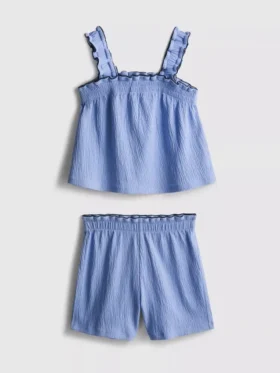 1,5–9 Jahre | Set aus Bluse und Shorts mit Knitteroptik