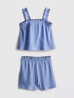 1,5–9 Jahre | Set aus Bluse und Shorts mit Knitteroptik