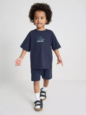 1,5–9 Jahre | Set aus T-Shirt und Shorts mit tropischem Grafik-Flockdruck