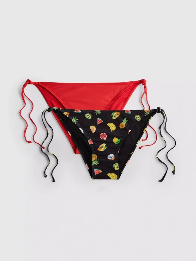 2er-Pack bedruckte Bikini-Höschen mit seitlichem Bindeband 2er-Pack bedruckte Bikini-Höschen mit seitlichem Bindeband