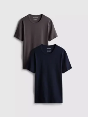 2er-Pack kurzärmelige T-Shirts mit gerippter Struktur