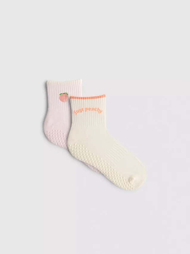 2er-Pack Yoga-Socken aus baumwollreicher Quarter-Crew-Socken in Pfirsichfarbe 2er-Pack Yoga-Socken aus baumwollreicher Quarter-Crew-Socken in Pfirsichfarbe
