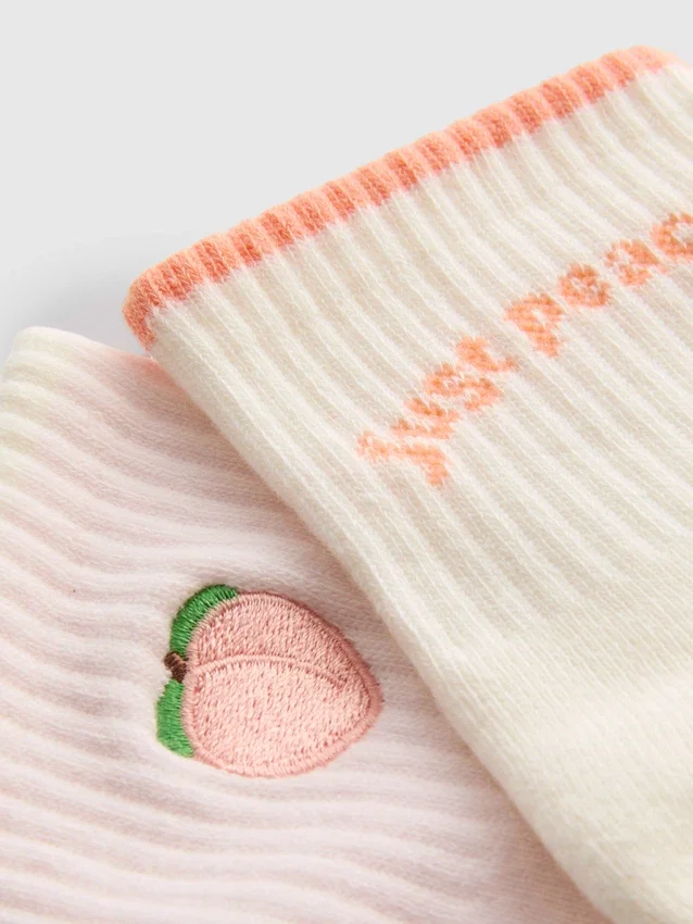 2er-Pack Yoga-Socken aus baumwollreicher Quarter-Crew-Socken in Pfirsichfarbe 2er-Pack Yoga-Socken aus baumwollreicher Quarter-Crew-Socken in Pfirsichfarbe