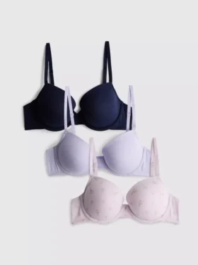 3er-Pack A-E-BHs aus baumwollreicher, bedruckter Baumwolle