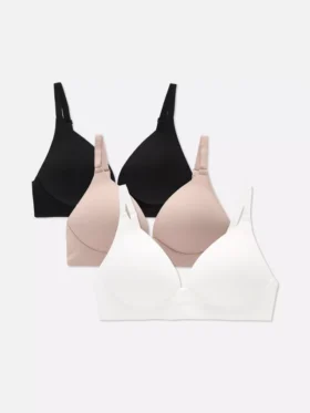 3er-Pack bügellose BHs mit gebürsteter Oberfläche