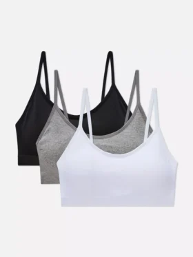 3er-Pack bügellose, kurz geschnittene Cami-Bralettes