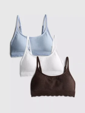 3er-Pack nahtlose Bralettes mit Spitzenbesatz
