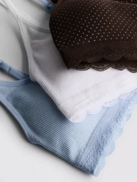 3er-Pack nahtlose Bralettes mit Spitzenbesatz