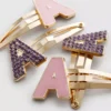 4er-Pack Haarspangen mit Initialen und Druckknopf