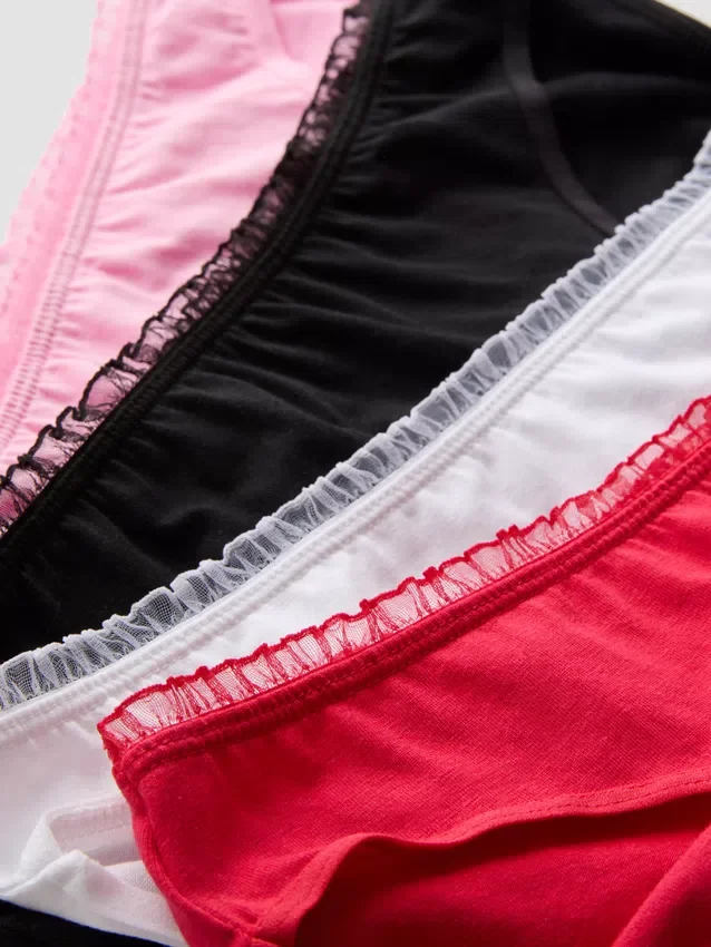 4er-Pack hoch taillierte Slips mit Rüschenbesatz 4er-Pack hoch taillierte Slips mit Rüschenbesatz