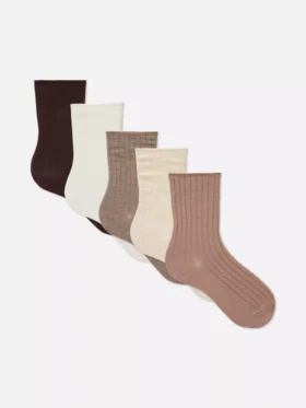 5er-Pack baumwollreiche, mehrfarbige Crew-Socken