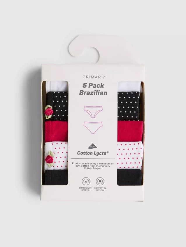 5er-Pack bedruckte Brazilian-Slips aus baumwollreichem Stoff 5er-Pack bedruckte Brazilian-Slips aus baumwollreichem Stoff