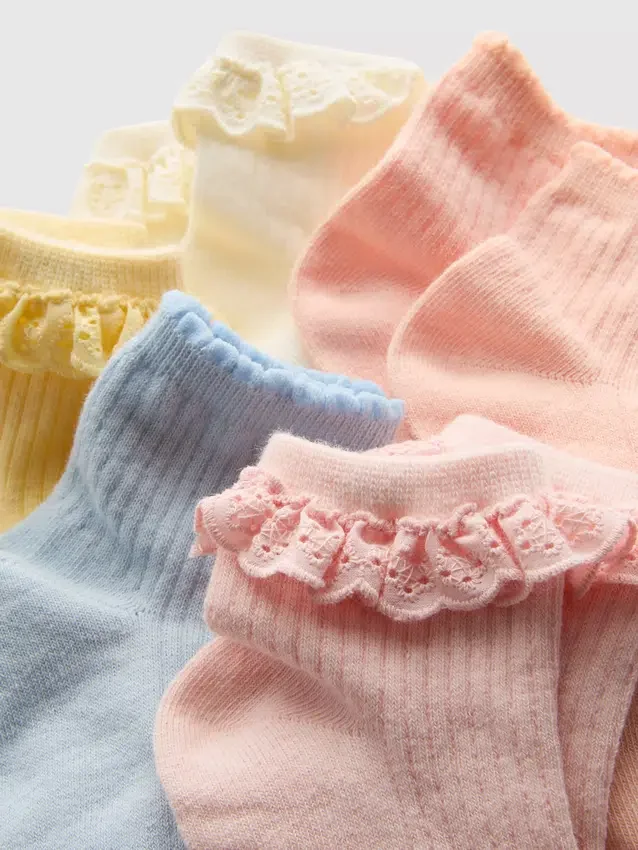 5er-Pack gerippte Viertel-Socken mit Rüschen 5er-Pack gerippte Viertel-Socken mit Rüschen