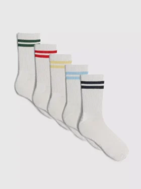 5er-Pack gestreifte Crew-Socken
