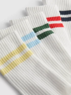 5er-Pack gestreifte Crew-Socken