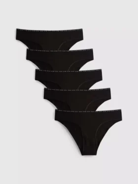 5er-Pack „Love to Lounge“ brasilianische Slips mit hohem Baumwollanteil
