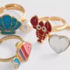 5er-Pack Ringe mit Meeresmotiven
