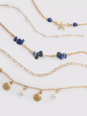 6er-Pack Choker-Ketten mit Meeresmotiven 6er-Pack Choker-Ketten mit Meeresmotiven