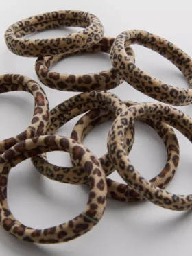 6er-Pack Haargummis mit Leopardenmuster