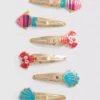 6er-Pack Haarspangen mit Druckknopfverschluss im Meeresdesign