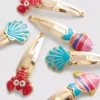 6er-Pack Haarspangen mit Druckknopfverschluss im Meeresdesign