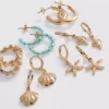 6er-Pack Ohrringe im Meeres-Design