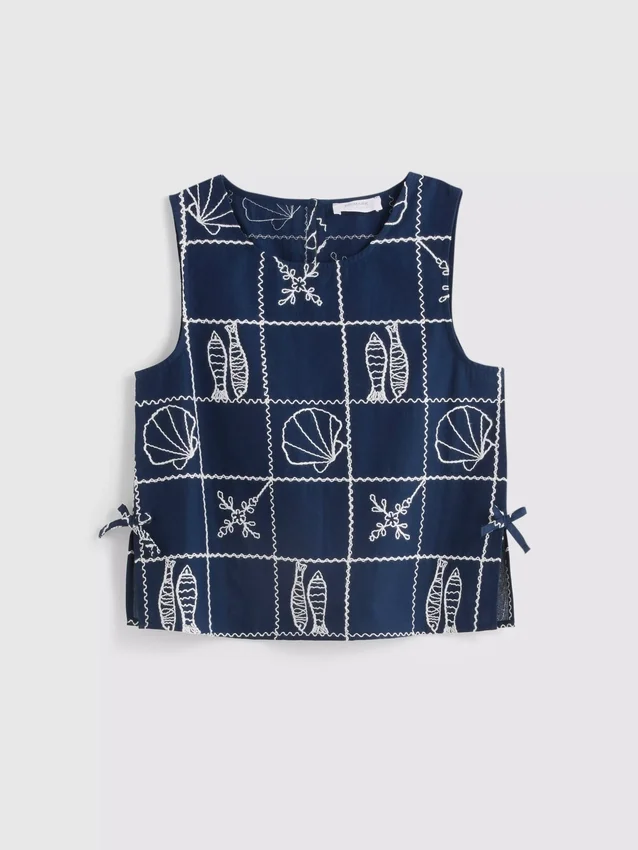 7–15 Jahre | bestickte, ärmellose Bluse 7–15 Jahre | bestickte, ärmellose Bluse