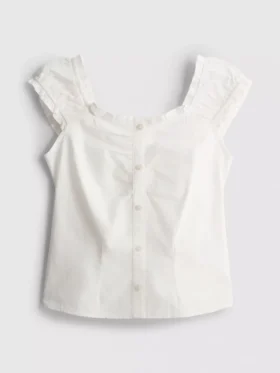 7–15 Jahre | Bluse mit gerafftem, quadratischem Ausschnitt