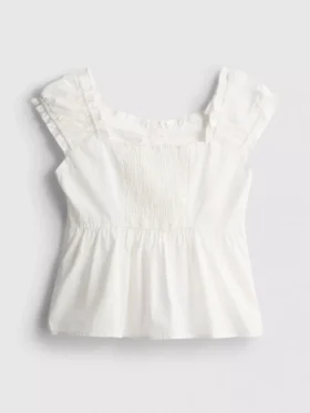 7–15 Jahre | Bluse mit gerafftem, quadratischem Ausschnitt